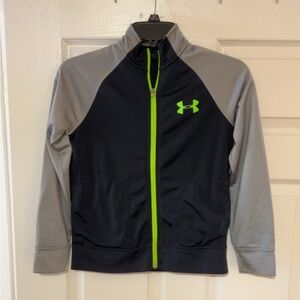 Under Armour boys Black and Gray Jacket with Neon Green Accents